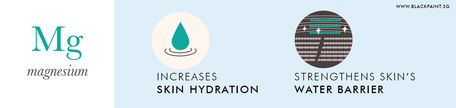 Benefits of Magnesium for skin hydration and improve skin's water barrier