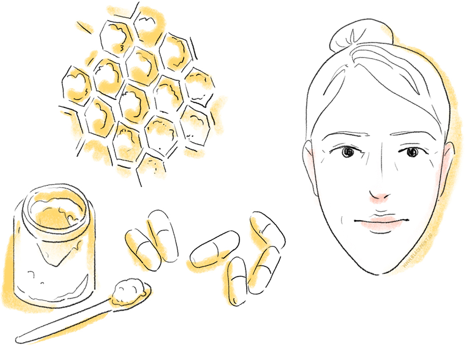 illustration of royal jelly being well known as an ingredient for anti-aging