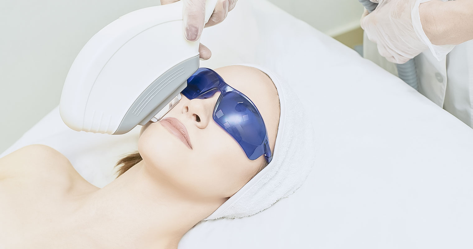 woman undergoing Intense Pulse Laser treatment for hyperpigmentation