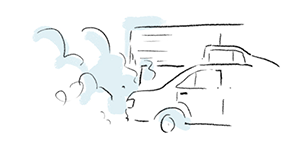 illustration of air pollutants from vehicle exhaust