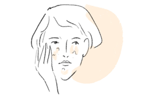 illustration of woman with face full of old and dead skin layer