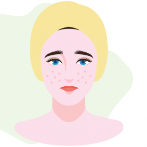 illustratio of woman with ACNE